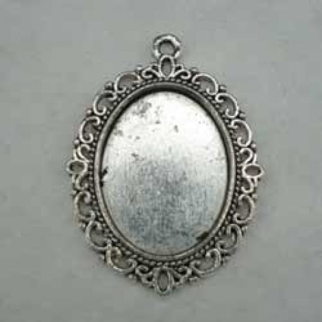 39x28mm (ID 25x18mm) Ant Silver Oval Cab Pendant Setting - Pack of 2 39x28mm (ID 25x18mm) Ant Silver Oval Cab Pendant Setting - Pack of 2