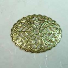 23x9mm Domed Raw Brass Oval Filigree w/Centre Hole