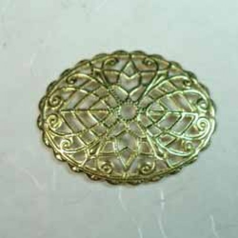23x9mm Domed Raw Brass Oval Filigree w/Centre Hole - Pack of 10 23x9mm Domed Raw Brass Oval Filigree w/Centre Hole - Pack of 10