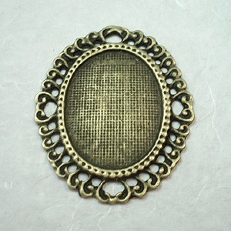 58x49mm (37x28mm ID) Ant Bronze Oval Fancy Bezel Settings - Pack of 2