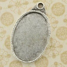 29x17mm Nunn Design Silver Pl Oval Ornate Blank Tag