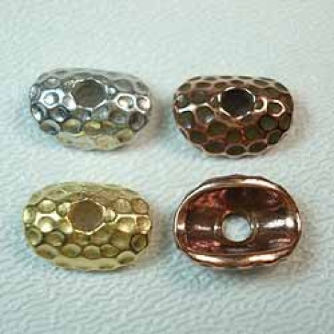 12x8mm Hammertone Large Hole Oval Beadcaps - Antique Copper only