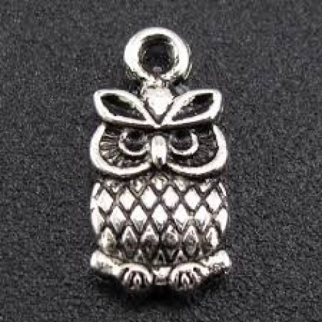 7x14.5mm Ant Silver Plated Lead-safe Owl Charms