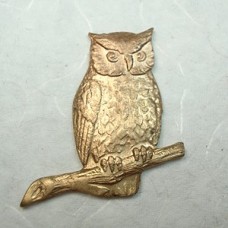 22x20mm Owl - Raw Pressed Brass Charm - Each
