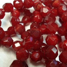 6mm Czech Firepolish Beads - Cherry Red