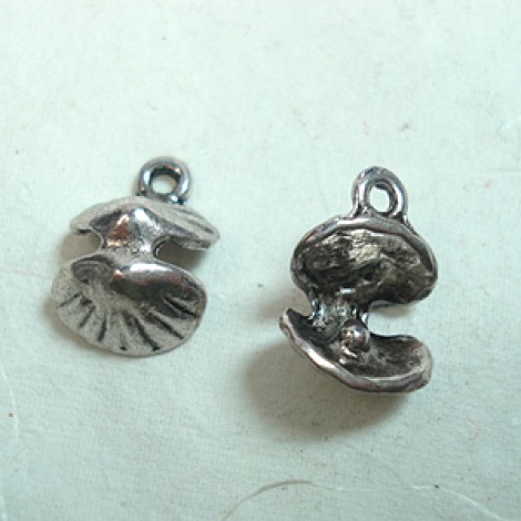 15x11mm Antique Silver Shell Charm - Pack of 10