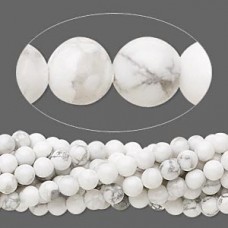 4-5mm White Howlite Round Gemstone Beads - Per strand