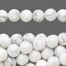 8mm White Howlite Round Gemstone Beads - Per strand