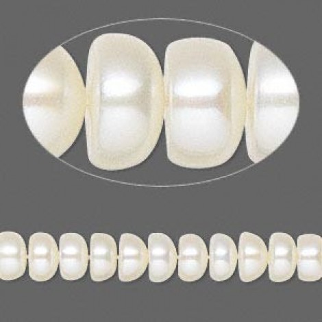 6.5-7mm White Cultured Button Pearls - 16" Strand