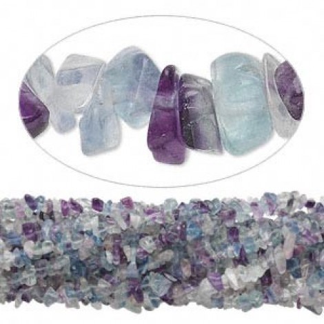 Rainbow Fluorite Gemstone Chips - Med size - 36" Strand
