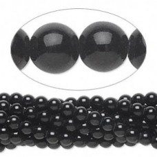 4mm Black Obsidian Round Gemstone Beads - 16" Strand