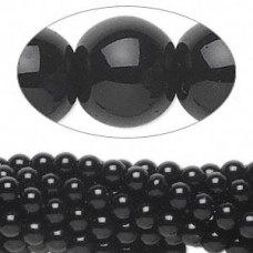 6mm Black Obsidian Round Gemstone Beads - 16" Strand