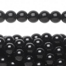 8mm Black Obsidian Round Gemstone Beads - 16" Strand