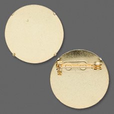 26mm Round Gold Plated Flat Pad with Pinback