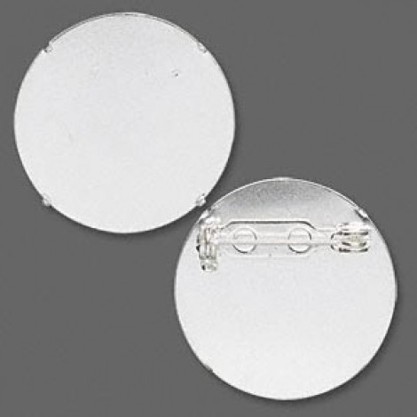 26mm Round Silver Plated Flat Pad with Pinback - Each
