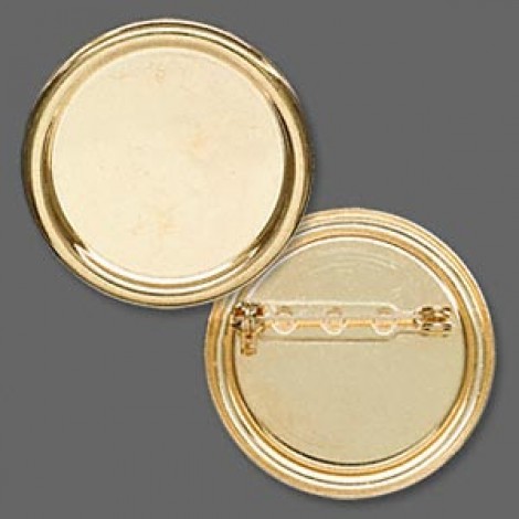 35mm Round Gold Plated Pinback Bezel