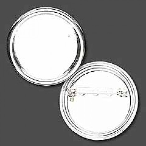 35mm Silver Plated Round Pinback Bezel