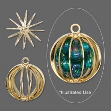 15mm Gold Plated Round Bead Cage Drop - Each