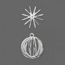 15mm Silver Plated Round Bead Cage Drop