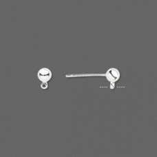4mm Ball Drop Silver Plated Posts with Loop - Pack of 10 Pair