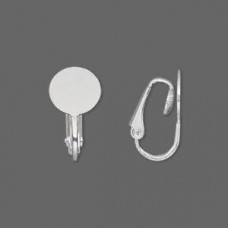 Silver Plated Clip-on Earrings with 10mm Glueable Pad