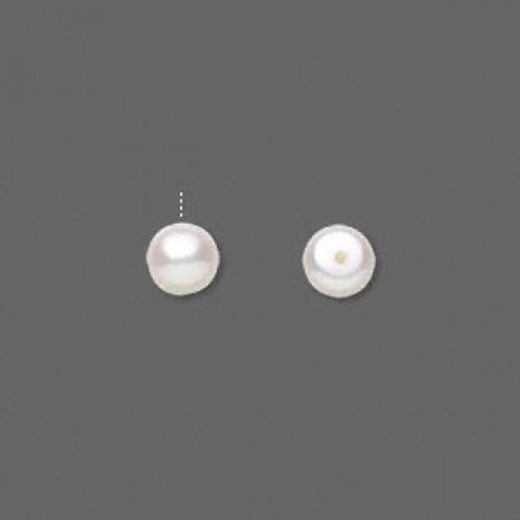 6-6.5mm White Cultured Half Drilled Pearls - per pair