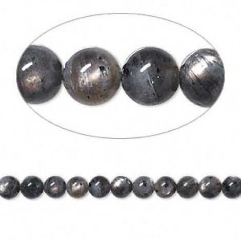 4mm Blue-Grey Labradorite Round Beads - Per Strand