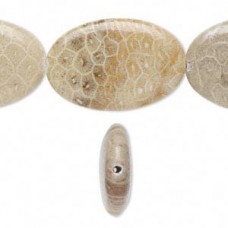 30x20mm Fossil Coral Oval Beads - Per Strand