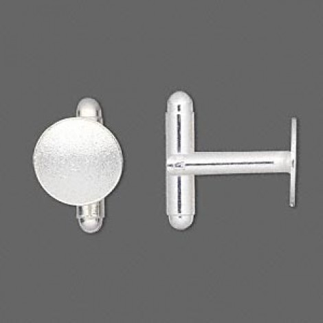 Silver Plated Cufflink with 12mm Round Pad