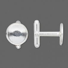 Silver Plated Cufflinks with 12mm Bezel Pad