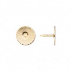 Gold-Plated Brass 12mm Flat Round Tie Tack