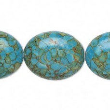 25x20mm Blue Mosaic Turquoise Flat Oval Beads