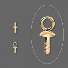 Small 7x3mm Gold Plated Screw Eye w/peg - Pack of 10