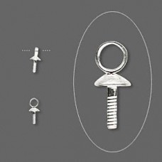 Small 7x3mm Silver Plated Screw Eye with Peg