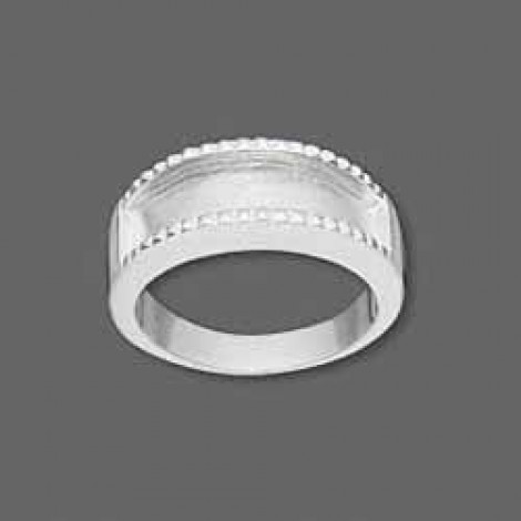 Silver Plated Brass Quality Ring w/Bezel - Size 7.5