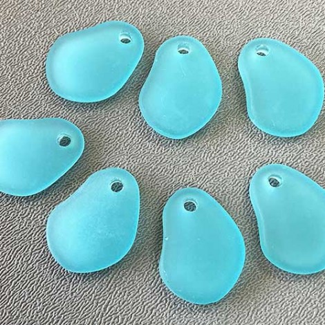 26mm Sea Glass Small Freeform Pendants - Turquoise Bay - Pack of 7