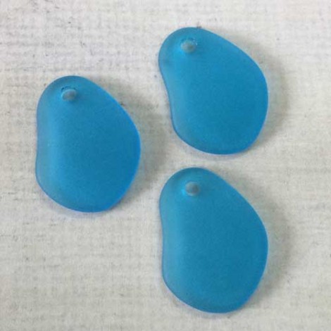26mm Sea Glass Small Freeform Pendants - Pacific Blue
