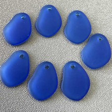 26mm Sea Glass Small Freeform Pendants - Royal Blue - Pack of 7