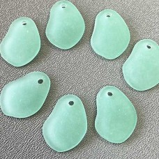 26mm Sea Glass Small Freeform Pendants - Light Aqua Coke Bottle (Seafoam) - Pack of 7