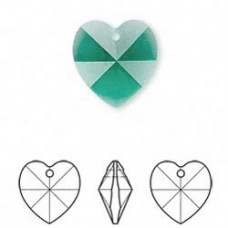 10mm Swarovski Crystal Hearts - Emerald - Pack of 2