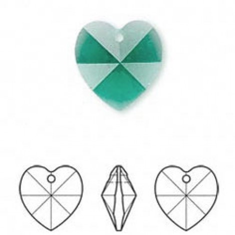 10mm Swarovski Crystal Hearts - Emerald