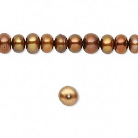 6-7mm Antique Copper Button Pearls - Per strand