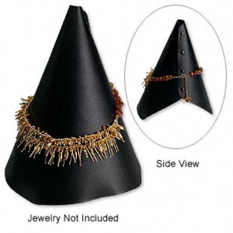 33cm Leatherette Necklace Display Cone - Black