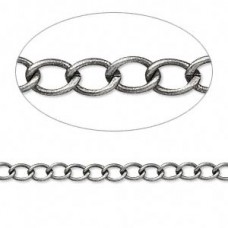 5x3.5mm Antique Silver Plated Brass Cable Chain - Per 30cm
