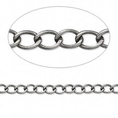 5x3.5mm Antique Silver Plated Brass Cable Chain - Per 30cm