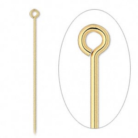 75mm (3") 21ga Gold Plated Eyepins - Pack of 20