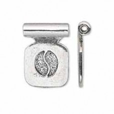 13x13mm Square Pewter Glue-On Bail - Ant Silver - Each