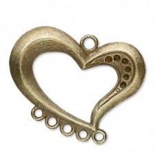 38x27mm Ant Brass Pewter Heart Link Focal - Pack of 2