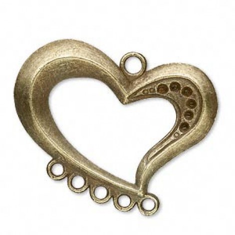 38x27mm Ant Brass Pewter Heart Link Focal - Pack of 2 38x27mm Ant Brass Pewter Heart Link Focal - Pack of 2