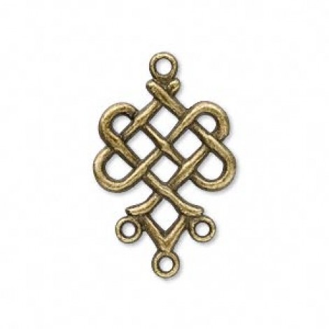 23x19mm Ant Brass Pewter Celtic Weave 4-Loop Focal